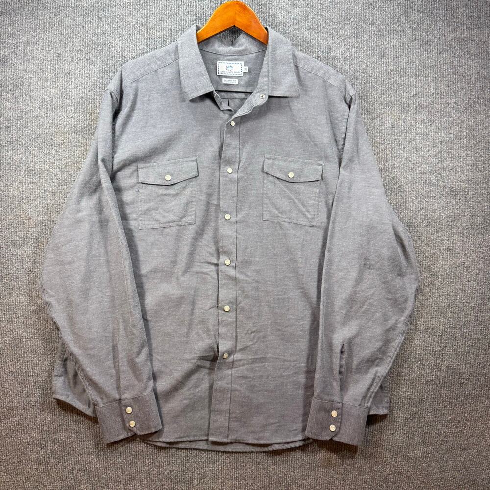Southern Tide Classic Fit Shirt Men's XXL Gray Long Sleeve Business Casual READ